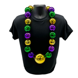 60/100mm - Purple, Green and Gold Round Balls Necklace (Each)