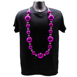 44" 20/40/60mm Metallic Hot Pink with Silver Round Necklace (Each)