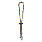60" Purple, Green and Gold Braided Fleur de Lis Bead with Tassel (Each)