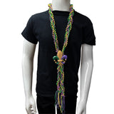 60" Purple, Green and Gold Braided Fleur de Lis Bead with Tassel (Each)