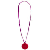 33" 7mm Metallic Hot Pink Bead Necklace with 2.5" Hot Pink Disc (Each)