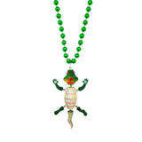 40" Alligator Bobble Medallion on 10mm Green Beads (Each)