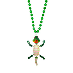 40" Alligator Bobble Medallion on 10mm Green Beads (Each)