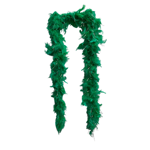 6' Green Boa with Silver Tinsel (Each)