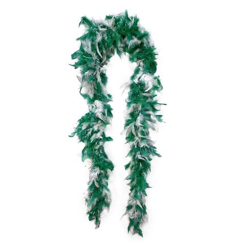 6' Green and White Boa with Silver Tinsel (Each)