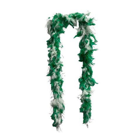 6' Green and White Boa with Silver Tinsel (Each)