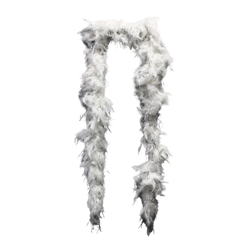 6' White Boa with Silver Tinsel (Each)