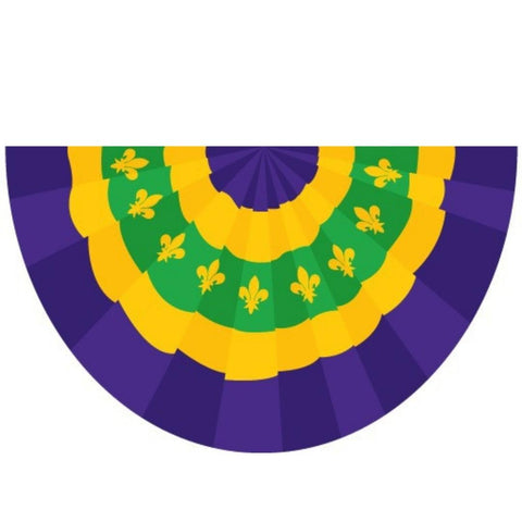 Purple, Green, and Gold Bunting with Fleur de Lis - 5' x 3' (Each)