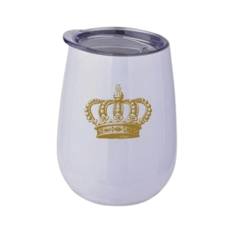 White Stainless Stemless Wine Tumbler with Crown 10oz (Each)