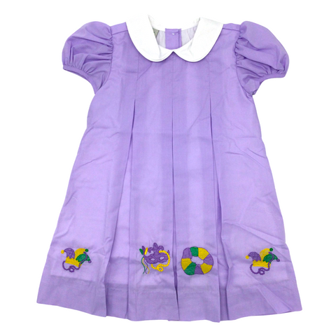 Mardi Gras Embroidered Pleat Dress (Each)