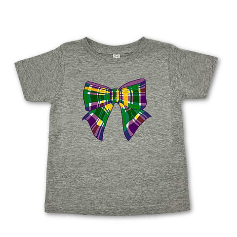 Youth Grey Mardi Gras Bow T-shirt (Each)