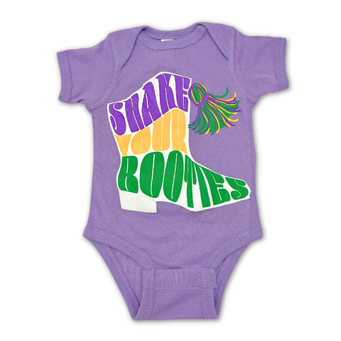 Infant Lavender Mardi Gras Shake Your Booties Onesie (Each)