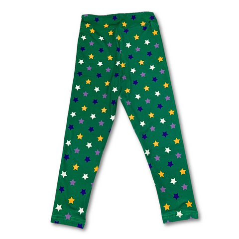 Youth Green Mardi Gras Star Leggings (Each)