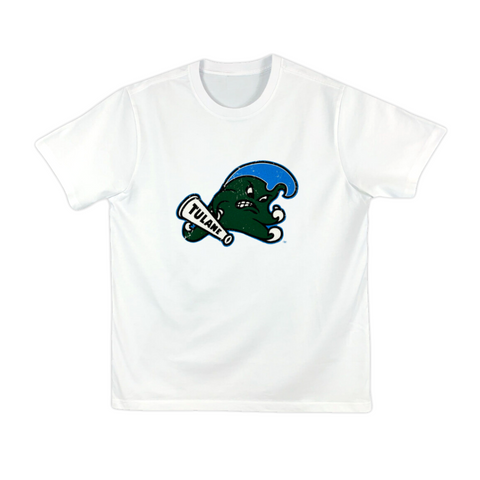 Youth White Tulane Angry Wave T-Shirt (Each)