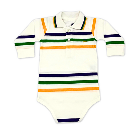 Infant White Mardi Gras Striped Onesie (Each)