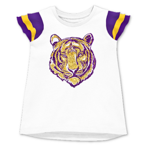 Children's Purple and Gold Sequin Ruffle Tiger Top - (Each)