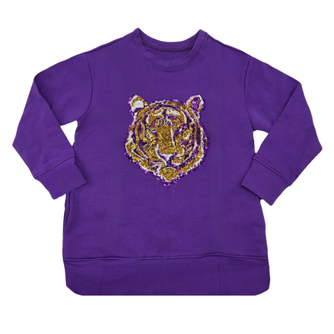 Children's Purple Sequin Tiger Sweater (Each)