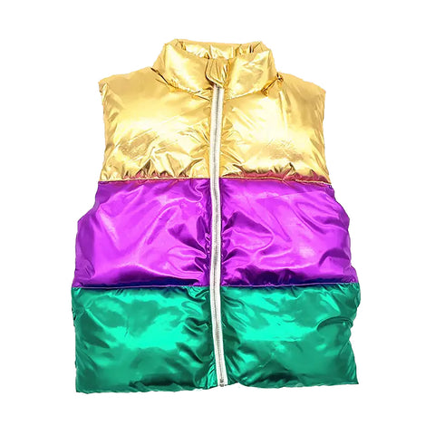 Children's Mardi Gras Color Block Puffer Vest (Each)