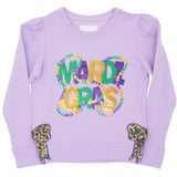 Children's Lavender Mardi Gras Sequin Beads and Bows Sweater (Each)