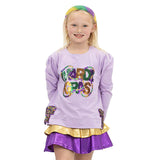 Children's Lavender Mardi Gras Sequin Beads and Bows Sweater (Each)