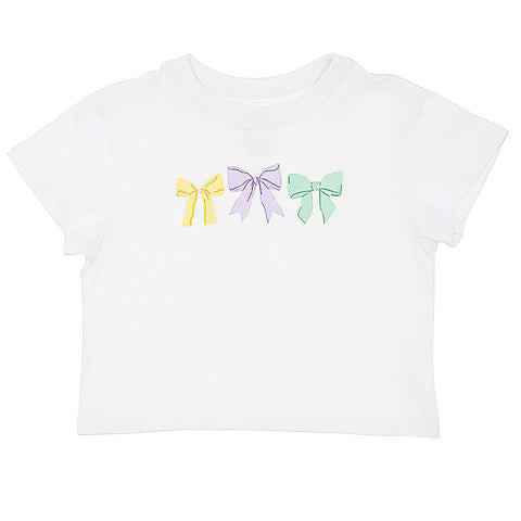 Children's White Mardi Gras Bow T-Shirt (Each)