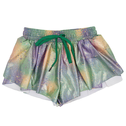 Children's Mardi Gras Shimmer Splatter Flowy Shorts (Each)