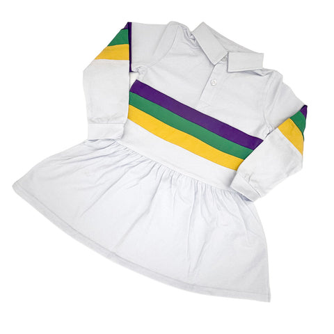Children's White Mardi Gras Rugby Dress (Each)