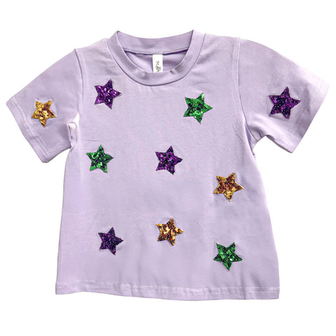 Children's Lavender Mardi Gras Star Short Sleeve T-Shirt (Each)