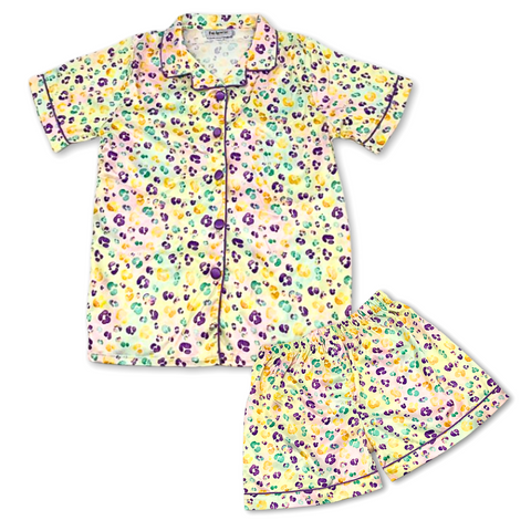 Children's Mardi Gras Cheetah Silk Pajamas (Each)