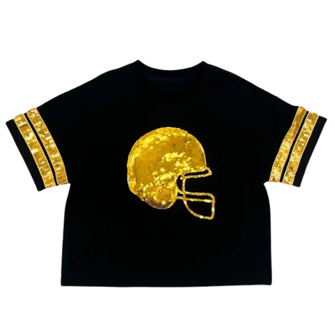 Children's Black and Gold Sequin Helmet Top (Each)