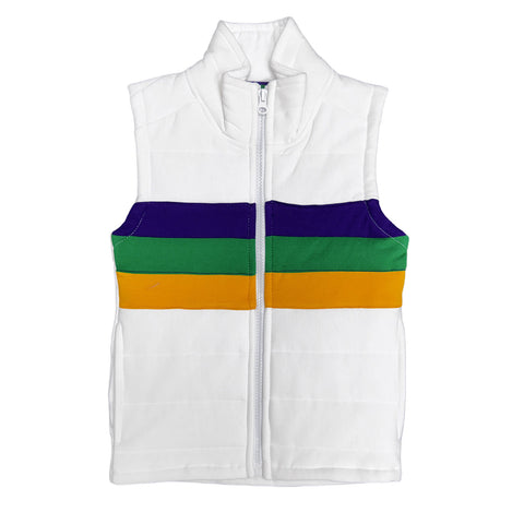 Children's White Chest Stripe Quilted Vest (Each)