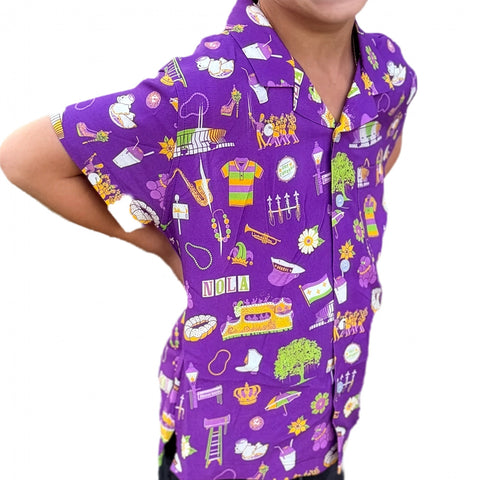 Children's Mardi Gras Icon Hawaiian Shirt (Each)