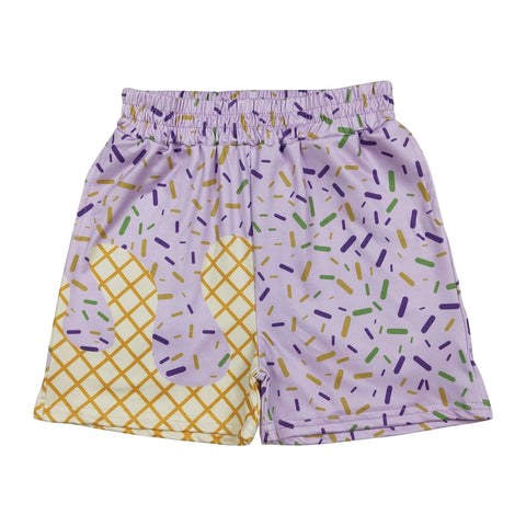 Children's Mardi Gras Ice Cream Sprinkle Drip Shorts (Each)