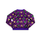 Kids Purple, Green, and Gold Mardi Gras Stars Sequin Bomber Jacket (Each)