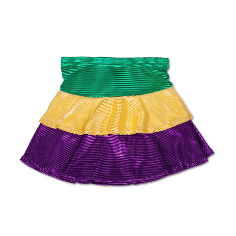 Purple, Green, and Gold Mardi Gras Metallic Tiered Ruffle Skort (Each)