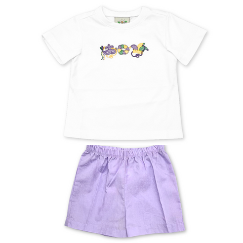Mardi Gras Embroidered Short Set Kids (Each)