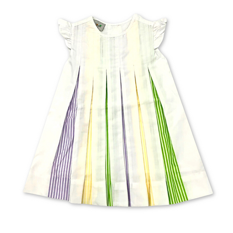 White Mardi Gras Pleated Dress Kids - (Each)