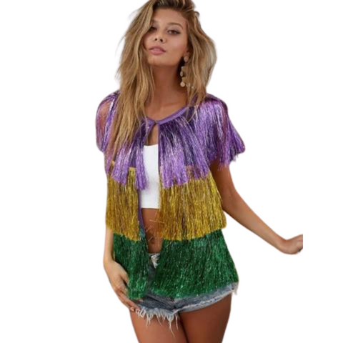 Mardi Gras Metallic Tinsel Vest (Each)