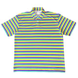 Purple, Green, and Gold Stripe UPF 50 Men's Short Sleeve Polo (Each)