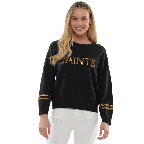 Black Saints Sweater with Gold Sequin (Each)