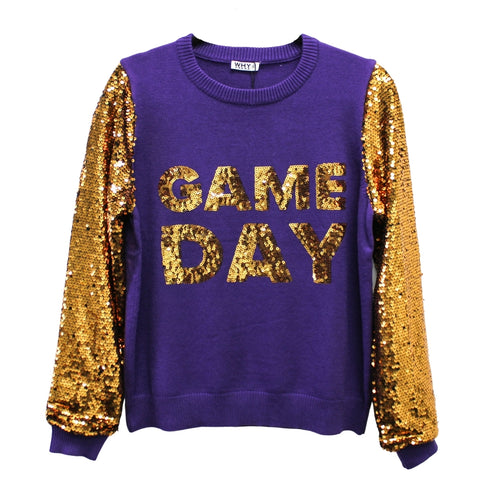 Purple and Gold Sequin Game Day Sweater (Each)