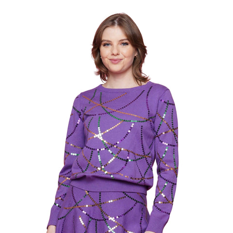 Purple, Green, and Gold Sequin Mardi Gras Sweater (Each)