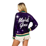 Mardi Gras Sequin Color Block Bomber Jacket (Each)