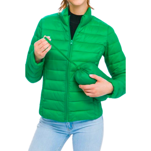 Green Ultra Lightweight Padded Thermal Zip Up Jacket (Each)