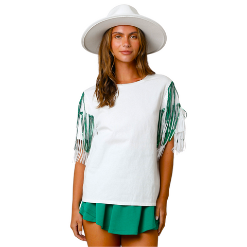 St. Patrick's Multi Color Fringe White Top (Each)
