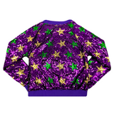 Purple, Green, and Gold Mardi Gras Stars Sequin Bomber Jacket (Each)