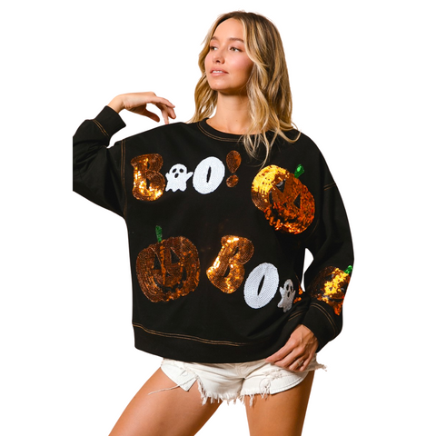 Boo Halloween Sequin Pullover (Each)