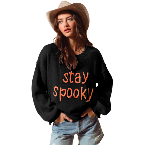 Stay Spooky Halloween Tinsel Sweater (Each)