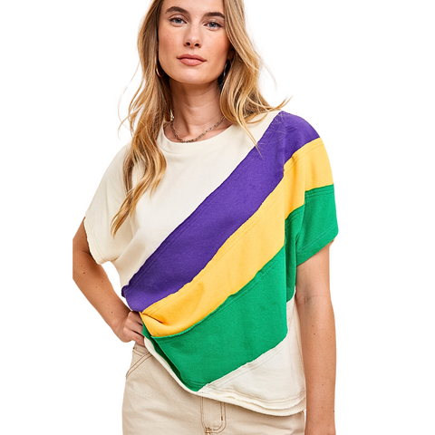 Mardi Gras Asymmetrical Color Block Pullover (Each)