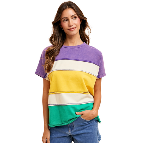 Mardi Gras Color Block Top (Each)